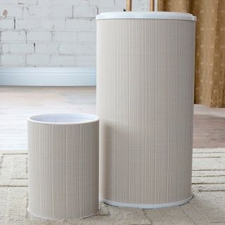 Raine Round PVC/Polyester Fabric Clothes Hamper and Wastbasket Set   White/Ivor
