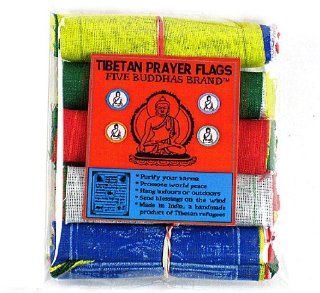 TIBETAN PRAYER FLAGS GIFT PACK ~ 5 Rolls of Mini Size Prayer Flags w/ Special Quality Contrast Print ~ Five Buddhas Brand   Outdoor Flags