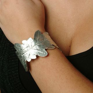 pewter oak leaf cuff by glover & smith