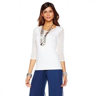 MarlaWynne Mesh Illusion Stretch Knit Top