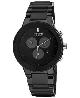 Citizen Mens Chronograph Eco Drive Axiom Black Ion Plated Stainless Steel Bracelet Watch 43mm AT2245 57E   Watches   Jewelry & Watches