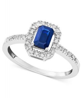 14k White Gold Sapphire (5/8 ct. t.w.) & Diamond (1/8 ct. t.w.) Ring   Rings   Jewelry & Watches
