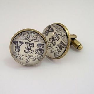 'yes' and 'no' antique bronze round cufflinks by made by peggy