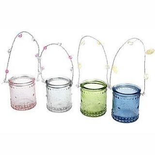 set of four glass tea light holders by lover's lounge
