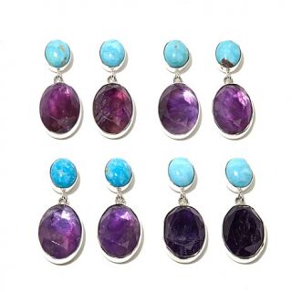 Jay King Amethyst and Turquoise Sterling Silver Drop Earrings