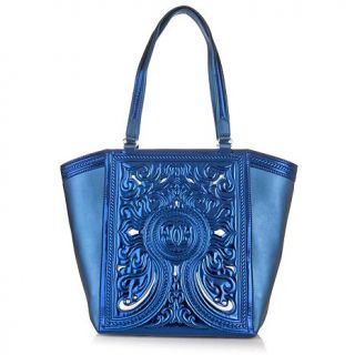 Sharif Vector Plate Leather Trimmed Tote and Wristlet
