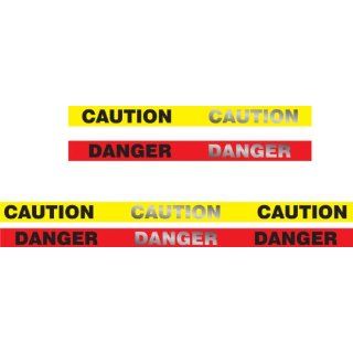 Accuform Signs MPT235 Reflective Plastic Barricade/Perimeter Tape, Legend "DANGER", 3" Width x 1000' Length x 3 mil Thickness, Black/Reflective Silver on Red Industrial Safety Rope Barriers