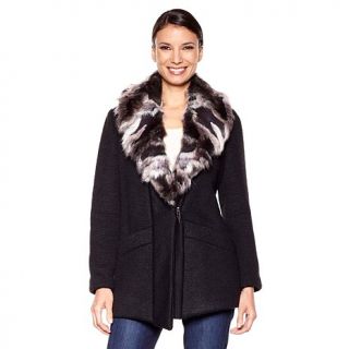 LUXE by Irina Swing Cardigan with Detachable Faux Fur Collar