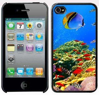 Apple iPhone 4 4S 4G Black 4B235 Hard Back Case Cover Color Coral Colony on a Reef in Ocean Cell Phones & Accessories