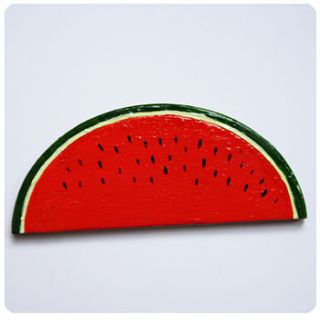 wooden watermelon brooch by kayleigh o'mara