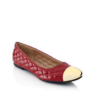 Joy & IMAN Iconic Quilted Patent Chic Flat with Golden Detail