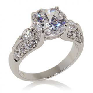 3.62ct Absolute™ Round Three Stone Sterling Silver Fancy Ring