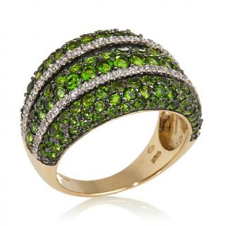 Victoria Wieck 14K Gold 3.16ct Chrome Diopside and White Zircon Dome Ring