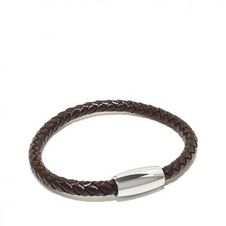 Men's Stainless Steel Braided Leather Cord Bracelet