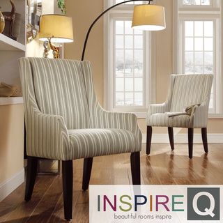 INSPIRE Q Jourdan Spring Green Stripe Sloped Arm Hostess Chair INSPIRE Q Dining Chairs