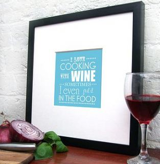 'i love cooking with wine' print by fizzy lemonade