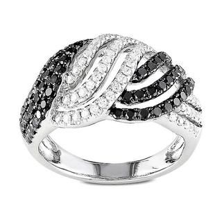 Miadora 14k Gold 1ct TDW Black and White Woven Diamond Ring (G H, SI1 SI2) Miadora One of a Kind Rings