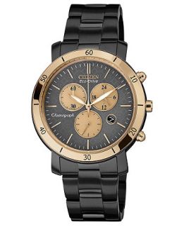 Citizen Womens Chronograph Drive from Citizen Eco Drive Black Ion Plated Stainless Steel Bracelet Watch 41mm FB1348 50E   Watches   Jewelry & Watches
