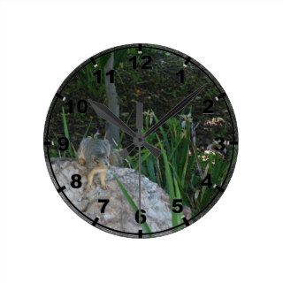 Snoopy Squirrel (Arabic Numerals) Round Clocks