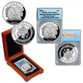 2011 ANACS MS70 FDOI LE 497 Army Commemorative Silver Dollar