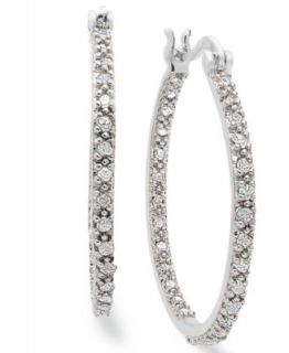 Victoria Townsend Diamond Earrings, Sterling Silver Diamond Oval Hoop Earrings (1/4 ct. t.w.)   Earrings   Jewelry & Watches