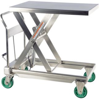Vestil Hydraulic Elevating Cart — Stainless Steel, 1,100 Lb. Capacity, Model# CART-1100-SS  Hydraulic Lift Tables   Carts