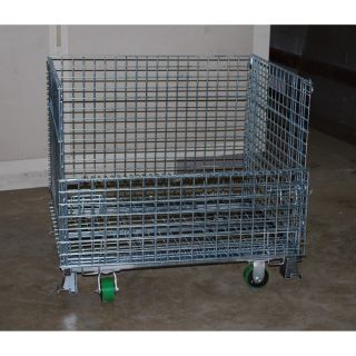 Atlas Collapsible Wire Mesh Extra-Large Basket with Casters — 4,000-Lb. Capacity, Model# W-2-404842-CS  Wire Bins