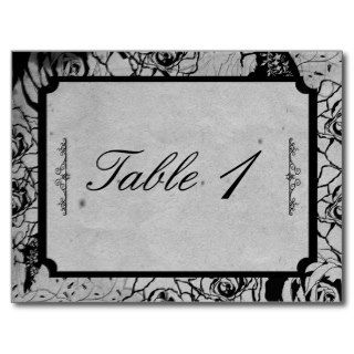 Black Rose Gothic Frame Wedding Table Number Post Card