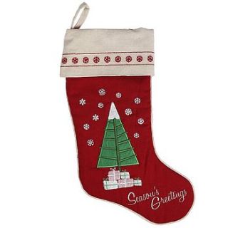 christmas tree embroidered stocking by belier