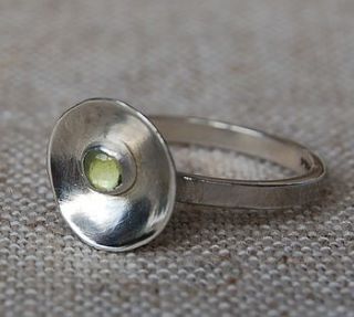 silver gemstone acorn cup ring by eliza and lil jewellery