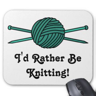 Turquoise Ball of Yarn & Knitting Needles Mousepad
