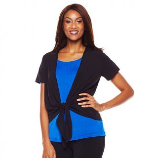 Slinky® Brand Short Sleeve Tie Front Cropped Jacket