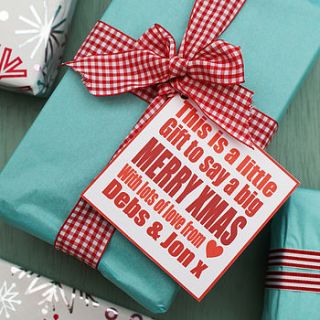 personalised 'big merry christmas' gift tag by sparks living