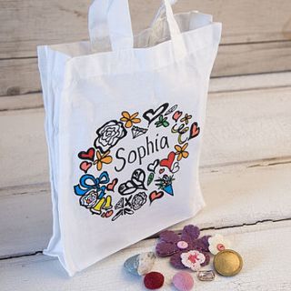 girl's personalised tote gift bag by solographic art