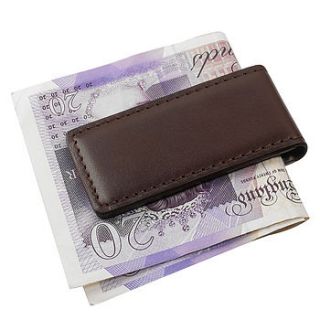 brown italian leather money clip by simply special gifts
