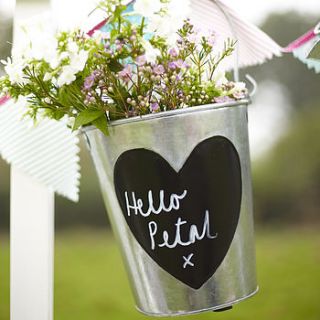 galvanised bucket with blackboard heart by retreat home