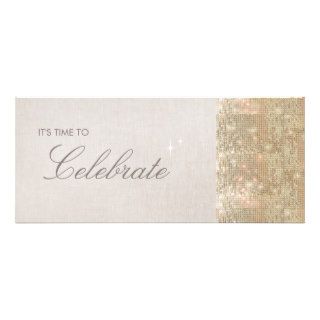 Elegant and Festive Sparkly Gold Sequins Party Custom Invite
