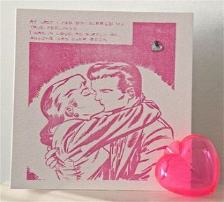 comic book kiss ~ handmade valentine card by cowboys & custard