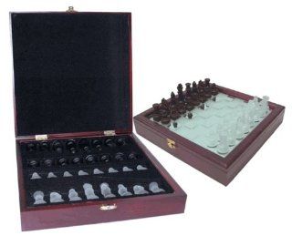 Glass Chess Set 10 " With Storage Case Toys & Games