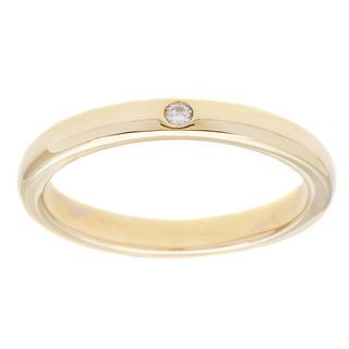 Tiffany & Co. 18k Yellow Gold Elsa Peretti White Diamond Accent Stacking Ring Estate and Vintage Rings