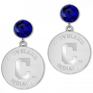 Game Time MLB Team Logo Round Stone Disc Drop Earrings   Cleveland Indians