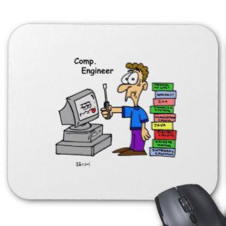 Computer Engineer Cartoon Mouse Mat