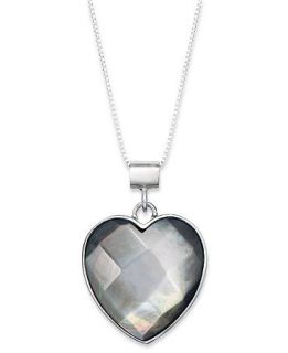 Sterling Silver Necklace, Black Mother of Pearl Heart Pendant (20mm)   Necklaces   Jewelry & Watches