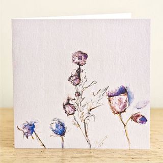 thistles greetings card by laura fletcher textiles