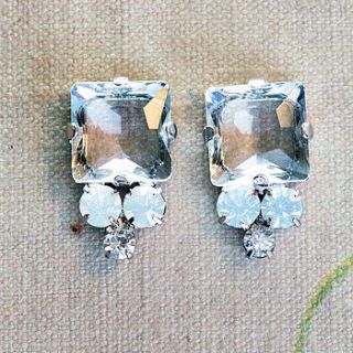 crystal chunky square stud earrings by anusha