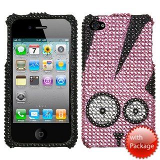 Hard Plastic Snap on Cover Fits Apple iPhone 4 4S Caffeinated Rabbit Premium Full Diamond/Rhinestone Plus A Free LCD Screen Protector AT&T, Verizon (does NOT fit Apple iPhone or iPhone 3G/3GS or iPhone 5/5S/5C) Cell Phones & Accessories