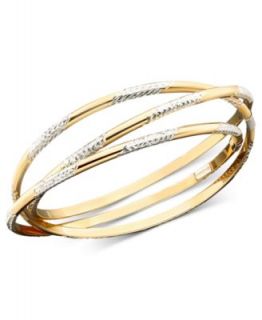 14k Gold over Sterling Silver and Sterling Silver X Cuff Bracelet   Bracelets   Jewelry & Watches