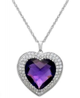 Sterling Silver Necklace, Pink Sapphire (2 1/4 ct. tw) and Diamond Accent Heart Pendant   Necklaces   Jewelry & Watches