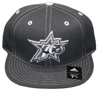 New Philadelphia 76ers   Fitted Flatbill Embroidered Cap   Adidas   Charcoal   7 1/4  Sports Fan Baseball Caps  Sports & Outdoors