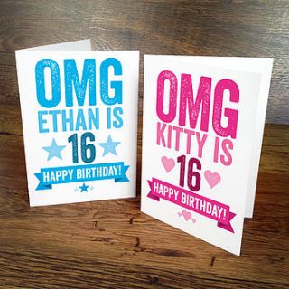 personalised 16th birthday card by a is for alphabet